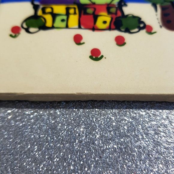 Robin Sterling Art Tile Ceramic Trivet Coaster 2 Houses Night Moon 4.25" RARE - Picture 11 of 11